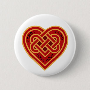 Heart Mind Soul Body Celtic Knot 6 Cm Round Badge