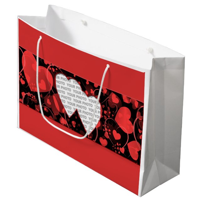Heart Mini Frame III + your photo & ideas Large Gift Bag (Front Angled)