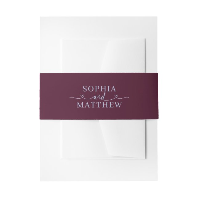 Heart Minimalist Monogram Script Invitation Belly Band (Front Example)