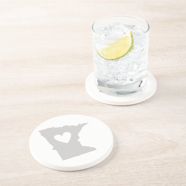 Heart Minnesota state silhouette Coaster (Side)