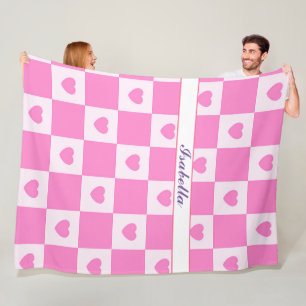 Heart Modern Pink Love Collection Fleece Blanket