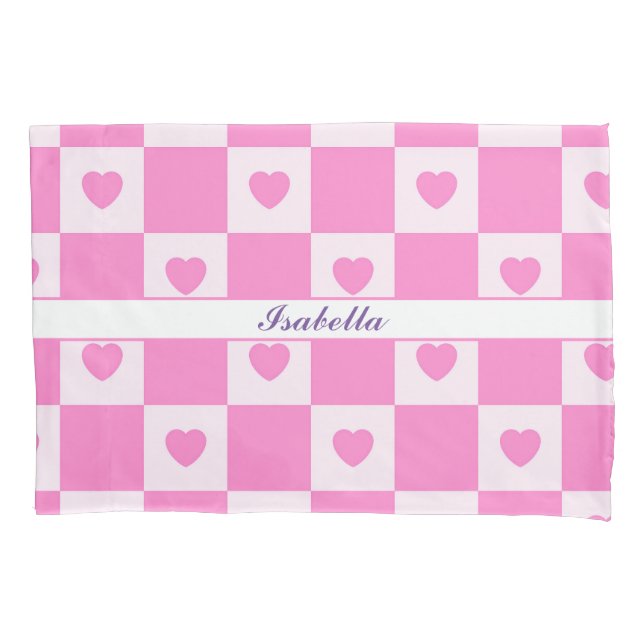 Heart Modern Pink Love Collection Pillowcase (Front)