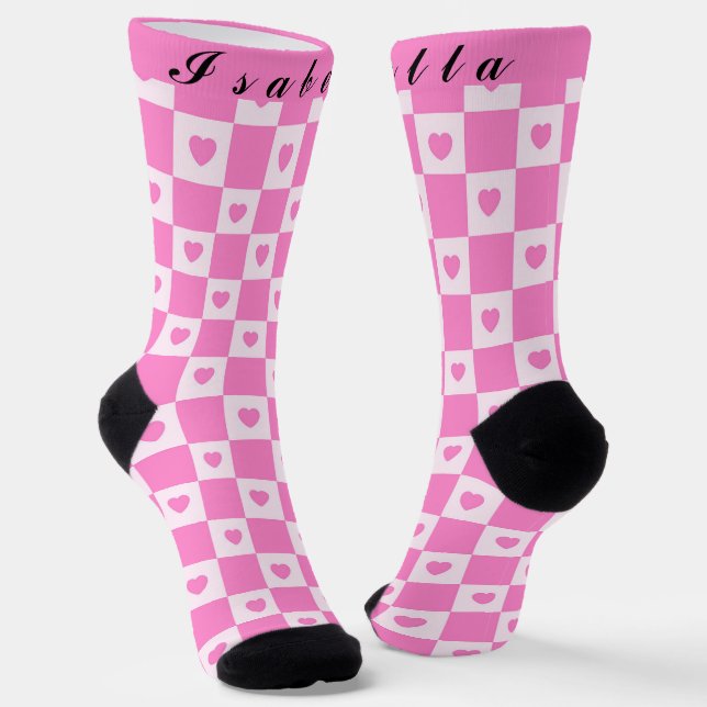 Heart Modern Pink Love Collection Socks (Angled)