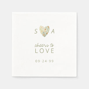 Heart Modern Rustic Boho Floral Greenery Wedding Napkin