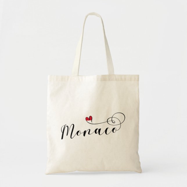 Heart Monaco, Monaco Flag, I Love Monaco Tote Bag (Front)