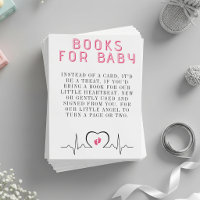 Heart Monitor Pink Baby Shower Book Request