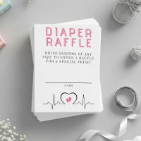 Heart Monitor Pink Baby Shower Diaper Raffle