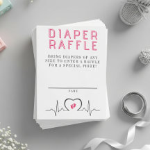 Heart Monitor Pink Baby Shower Diaper Raffle