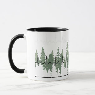 Heart Monitor Reading Matches Treeline Peaceful Mug