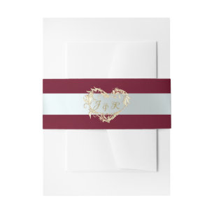 Heart Monogram - Burgundy/Silver Invitation Belly Band