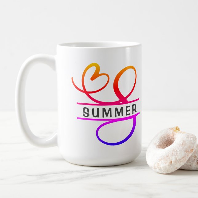 Heart Monogram Custom Coffee Mugs - Letter S (With Donut)
