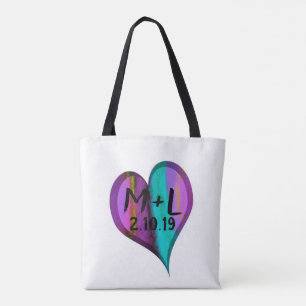 heart monogram custom personalised tote bag