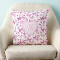Heart Monogram Cute Pink Butterfly