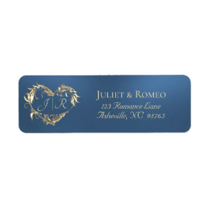 Heart Monogram Return Address - Blue