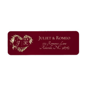 Heart Monogram Return Address - Burgundy