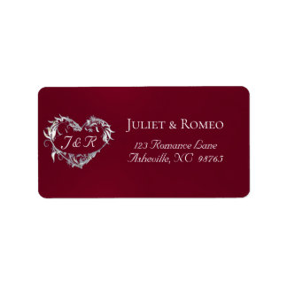 Heart Monogram Return Address - Burgundy Label