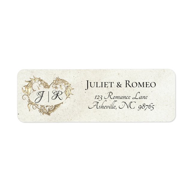 Heart Monogram Return Address - Cream (Front)