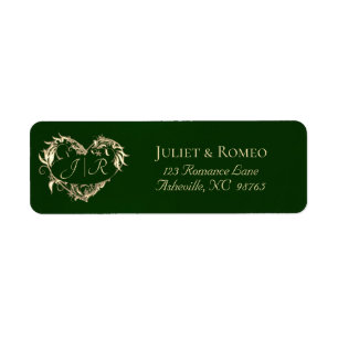 Heart Monogram Return Address - Emerald