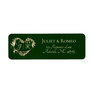 Heart Monogram Return Address - Emerald