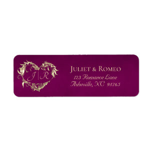 Heart Monogram Return Address - Plum