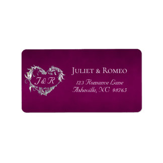 Heart Monogram Return Address - Plum Label
