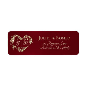 Heart Monogram Return Address - Red