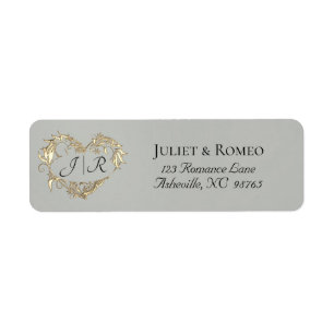 Heart Monogram Return Address - Sage