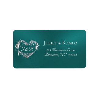 Heart Monogram Return Address - Teal Label