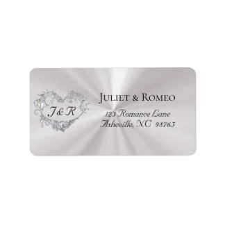 Heart Monogram Return Address - White Pearl Label