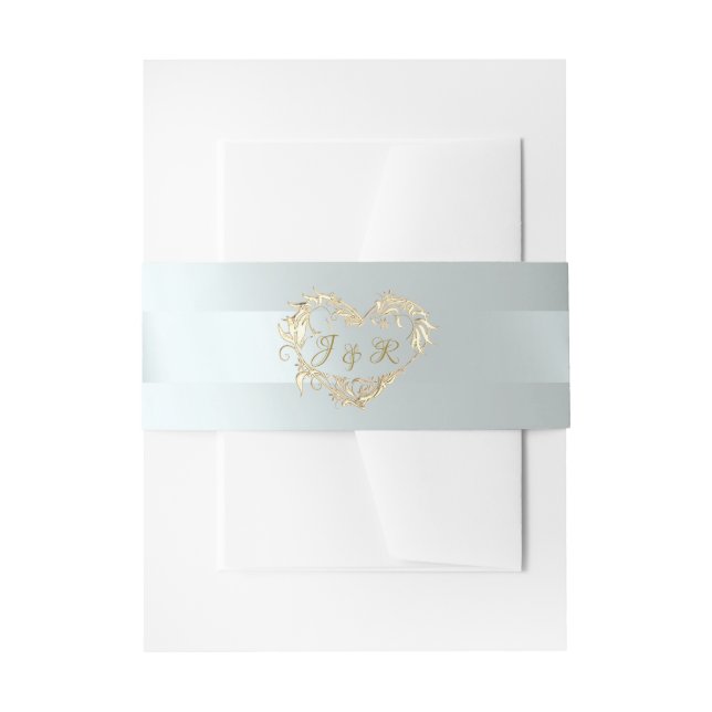 Heart Monogram - Silver/Silver Invitation Belly Band (Front Example)
