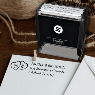 Heart Monogram Wedding Return Address Self-inking Stamp