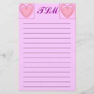 Heart Monogrammed Stationery Lined