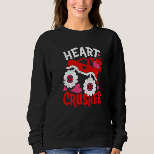 Heart Monster Truck Crusher Valentines Day Cute Bo Sweatshirt
