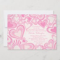 Heart Montage Pink Invitation