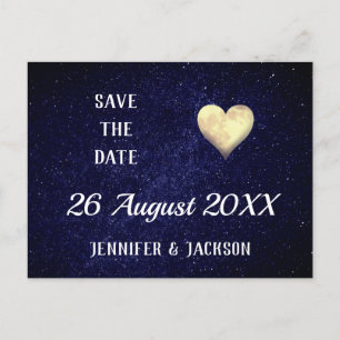 Heart Moon Night Sky Save the Date Invitation Postcard