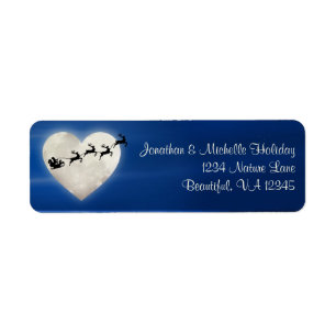 Heart Moon with Santa and Sleigh Holiday Address