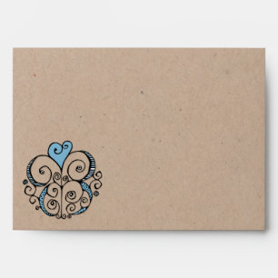 Heart Motif blue kraft A7 Card Envelope