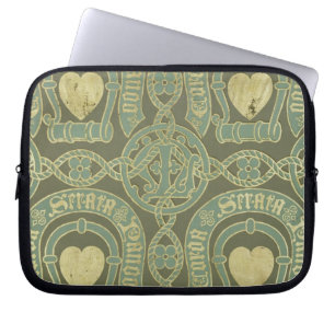 Heart motif ecclesiastical wallpaper design laptop sleeve