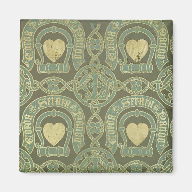 Heart motif ecclesiastical wallpaper design magnet (Front)