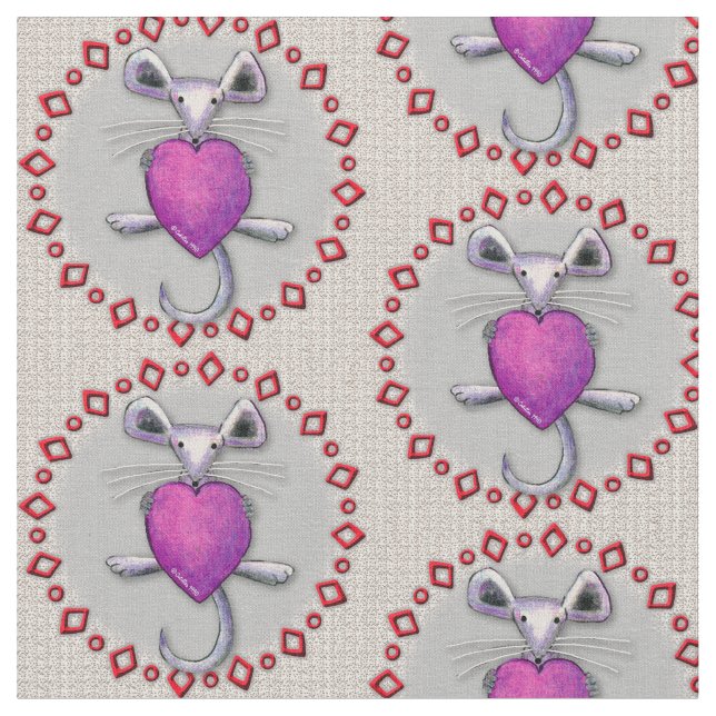Heart Mouse Fabric (Close Up)