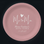 Heart Ms to Mrs Bridal Shower Puce Pink Paper Plate<br><div class="desc">Heart Ms to Mrs Bridal Shower Puce Pink Paper Plates</div>