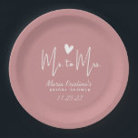 Heart Ms to Mrs Bridal Shower Puce Pink Paper Plate<br><div class="desc">Heart Ms to Mrs Bridal Shower Puce Pink Paper Plates</div>