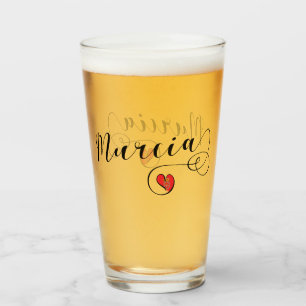 Heart Murcia Flag, Spain, I Love Murcia Glass