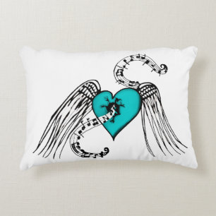 Heart Music Blue Decorative Cushion