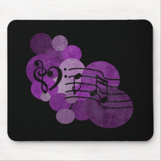 heart music clefs and purple polka dots mouse pad