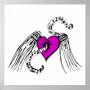 Heart Music Pink Poster