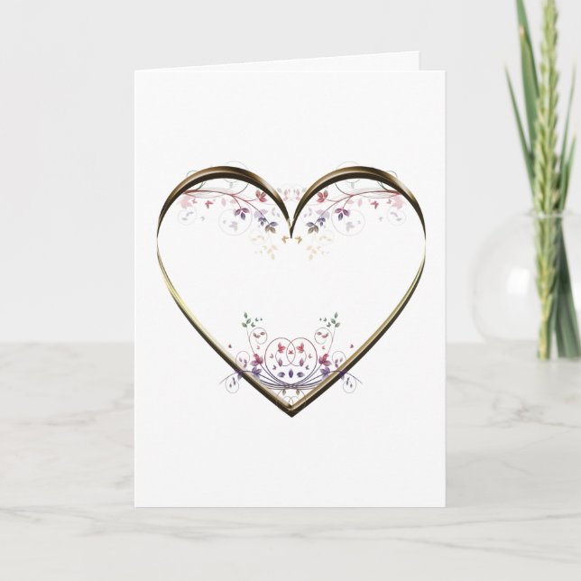 Heart n Flowers Custom Message Card (Front)