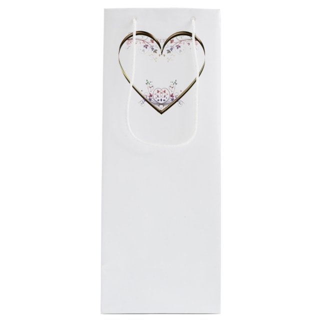 Heart n Flowers Custom Message Wine Gift Bag (Front)