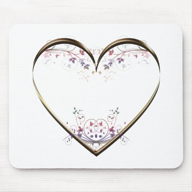 Heart n Flowers Custom Mouse Pad (Front)