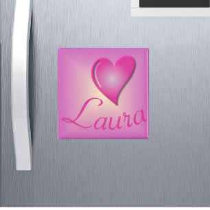 Heart Name Pink Personalised Magnet